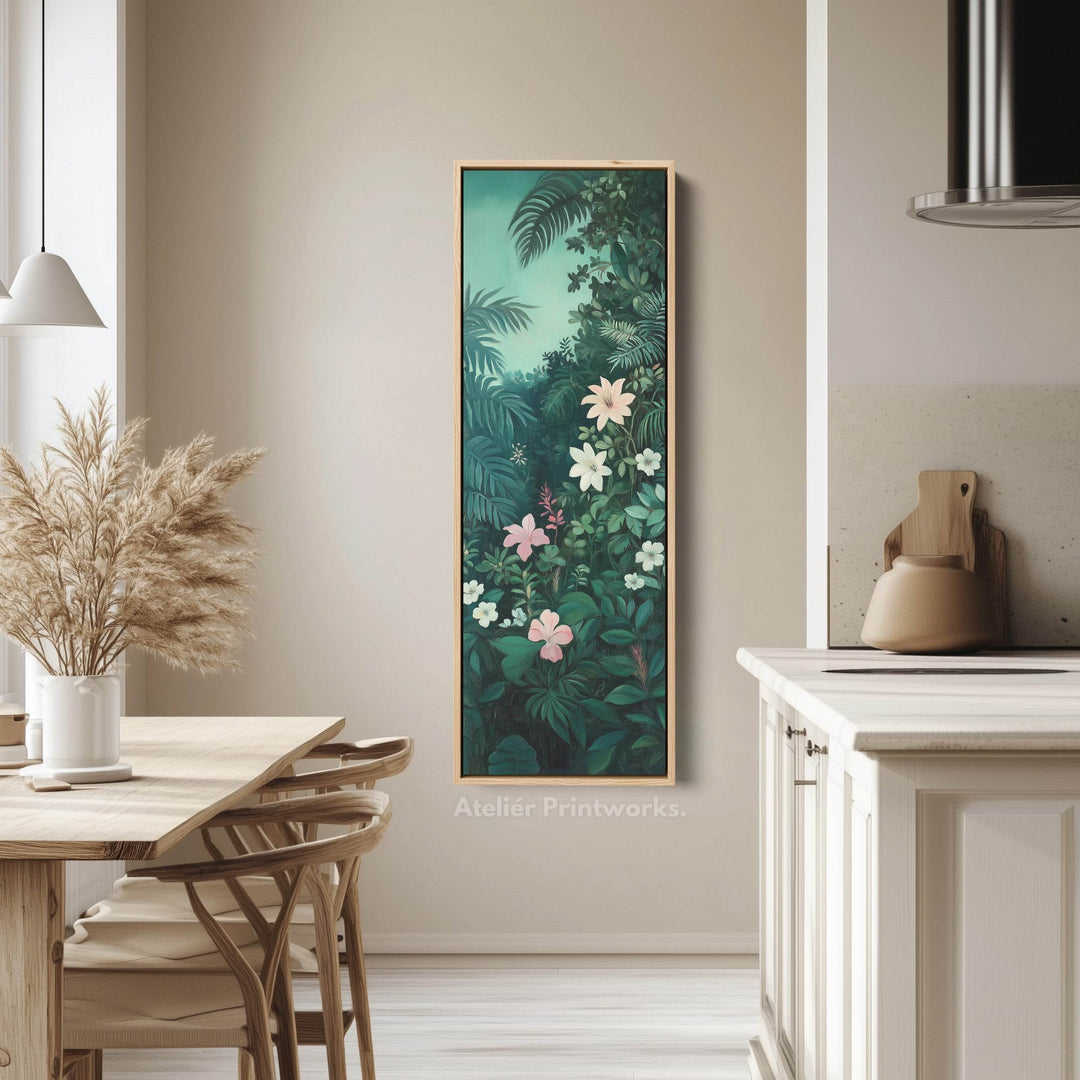 Tropical Jungle Tall Skinny Wall Decor Framed Canvas - Atelier Printworks