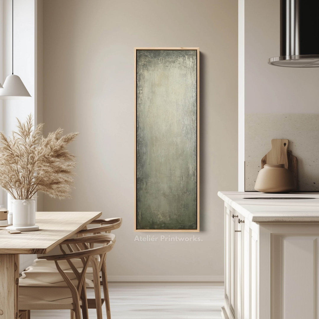 Abstract Rustic Green Long Living Room Framed Canvas Wall Decor - Atelier Printworks