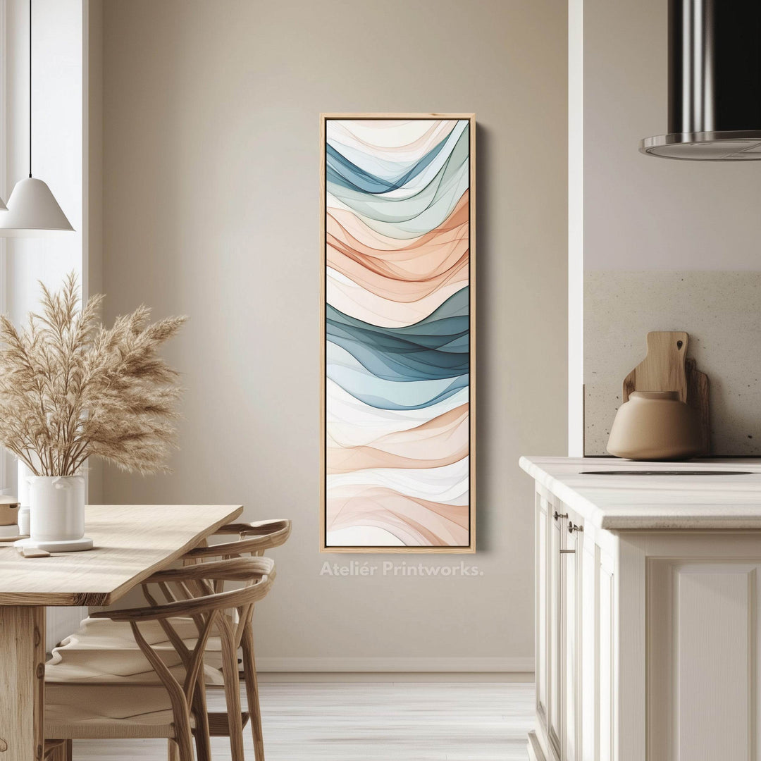 Long Narrow Vertical Wall Art Neutral Wave - Atelier Printworks