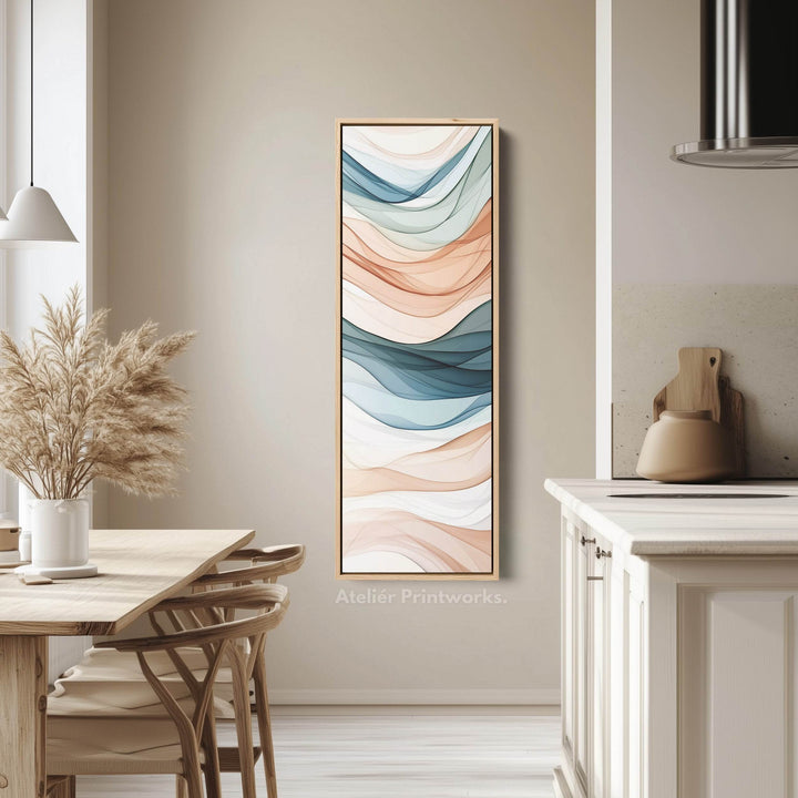 Long Narrow Vertical Wall Art Neutral Wave - Atelier Printworks