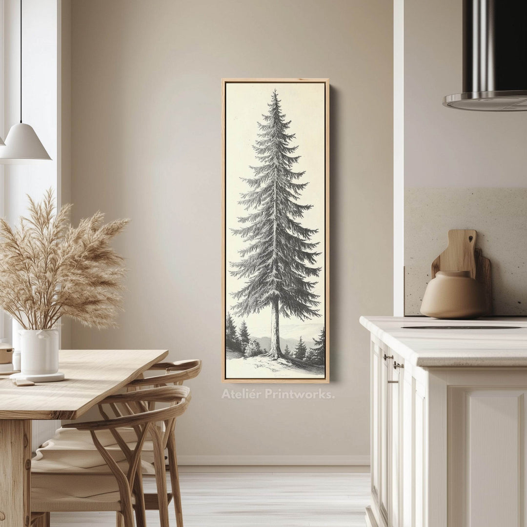 Vintage Pine Tree Vertical Wall Decor - Atelier Printworks