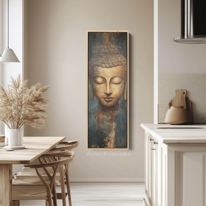 Golden Buddah Vertical Long Framed Canvas Wall Art - Atelier Printworks