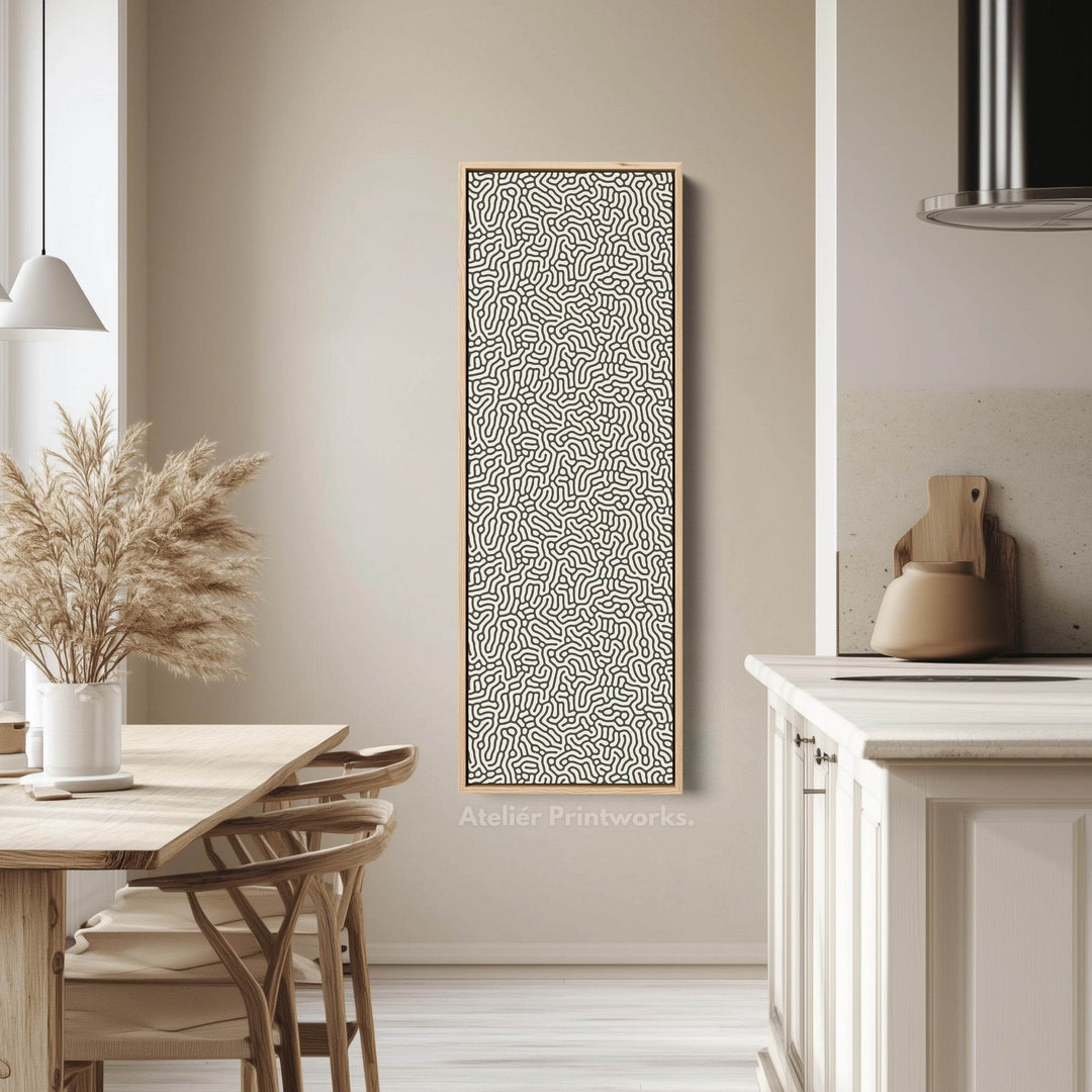 Minimalist Beige & Black Abstract Pattern Vertical Wall Decor - Atelier Printworks