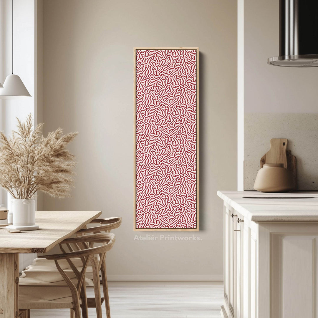 Vertical Long Wall Art Red & White Pattern - Atelier Printworks