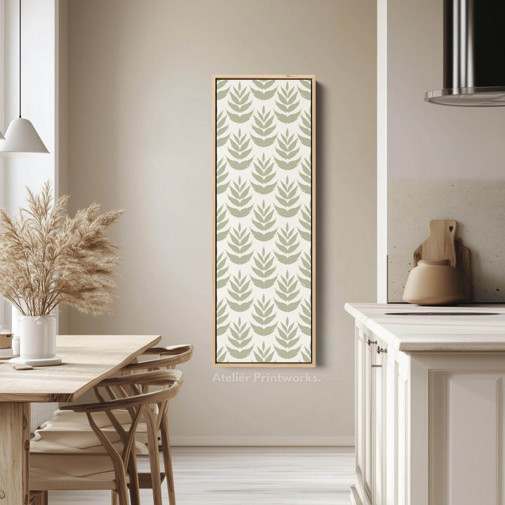 Long Tall Narrow Wall Art Boho Green Leaves - Atelier Printworks