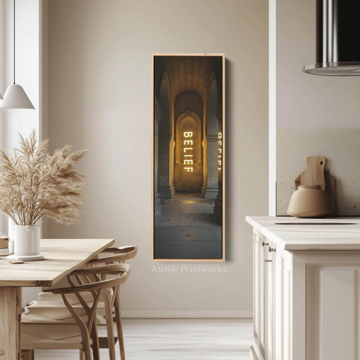 Long Vertical Wall Decor - Belief Framed Canvas - Atelier Printworks