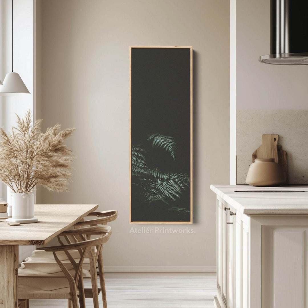 Large Framed Canvas Vertical Wall Art Dark Fern - Atelier Printworks