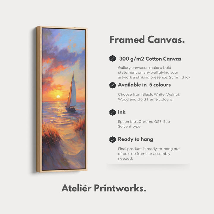 Sunset Sailing Boat Vertical Artwork - Atelier Printworks