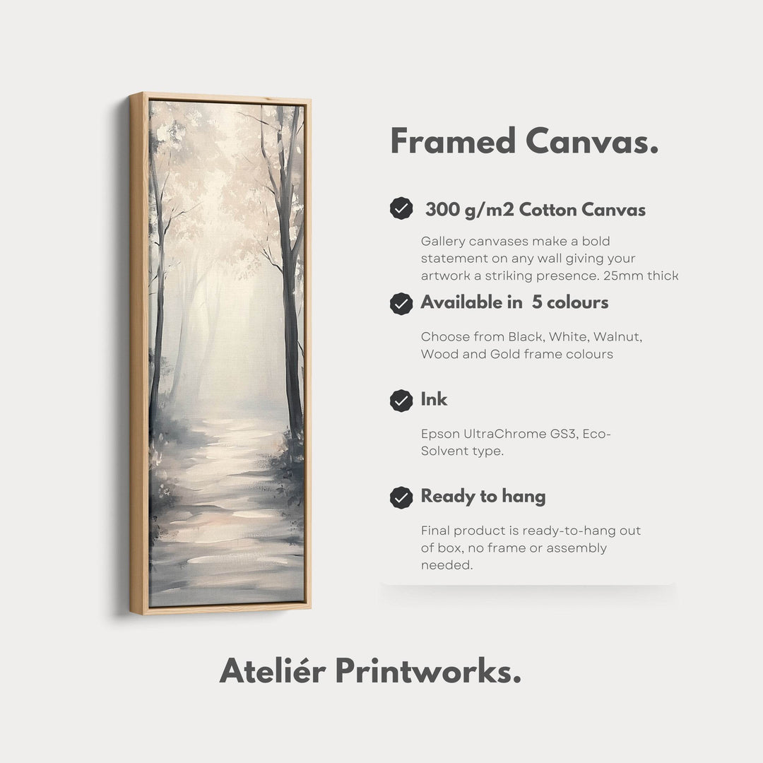 Forest Path Watercolour Tall Narrow Vertical Artwork - Atelier Printworks