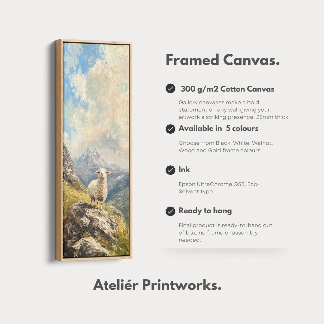 Sheep Picture Vertical Wall Art Canvas Skinny Artwork - Atelier Printworks