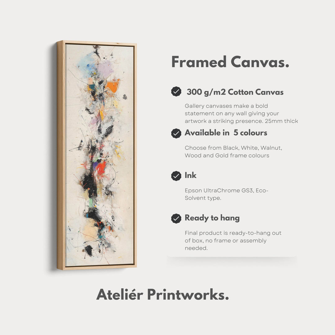 Long Narrow Vertical Colourful Abstract Large Canvas Wall Art - Atelier Printworks