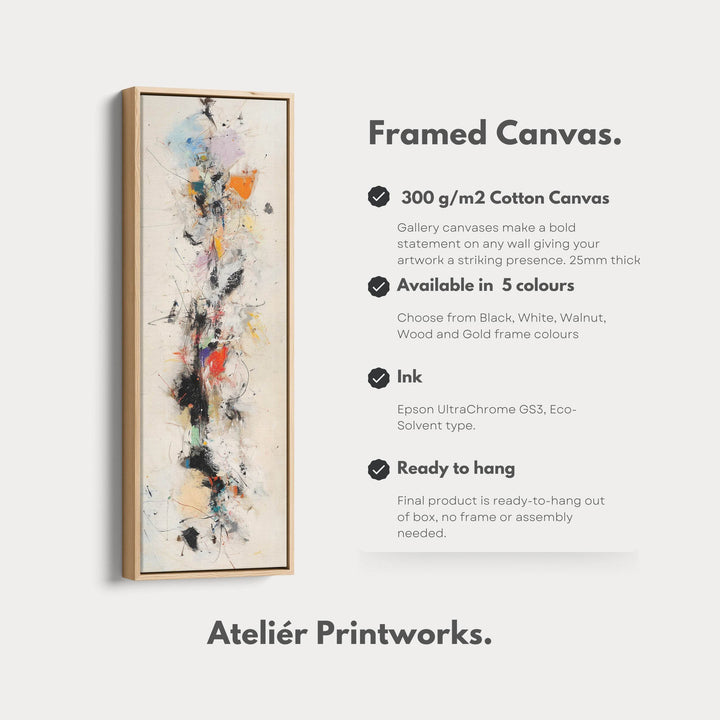 Long Narrow Vertical Colourful Abstract Large Canvas Wall Art - Atelier Printworks