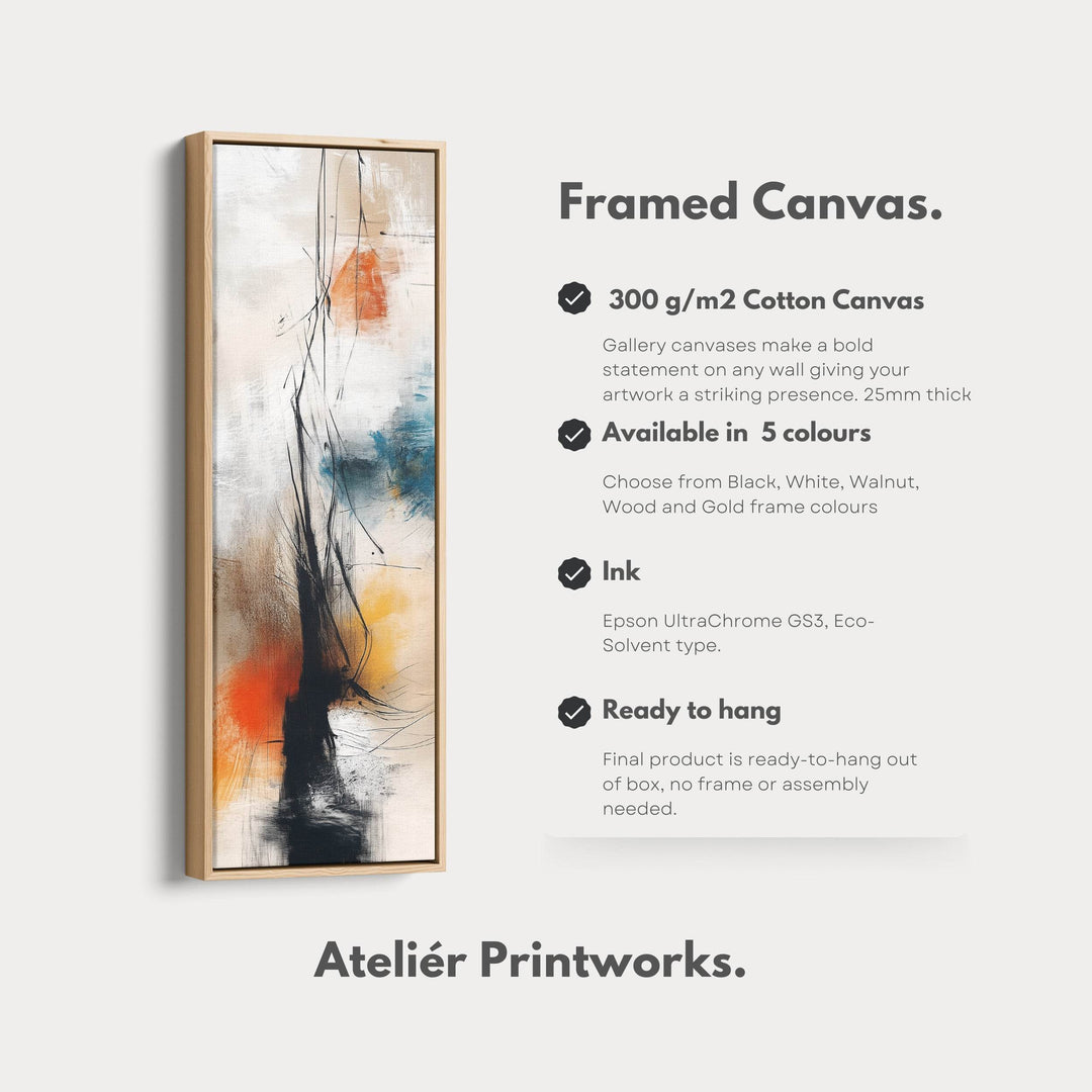 Vertical Large Canvas Wall Art Long Narrow Colourful Abstract - Atelier Printworks