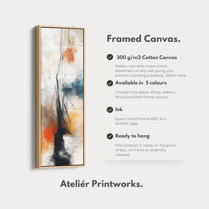 Vertical Large Canvas Wall Art Long Narrow Colourful Abstract - Atelier Printworks