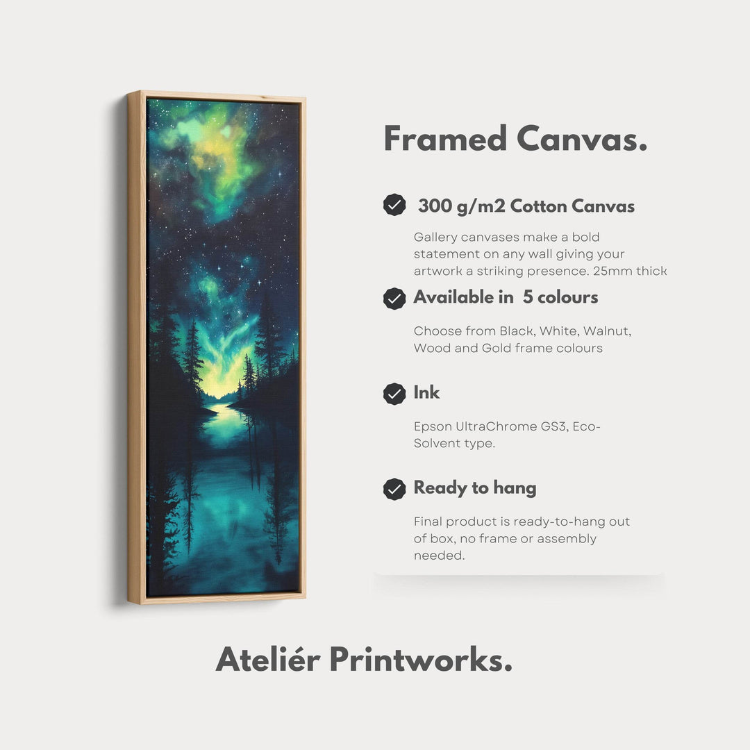 Aurora Borealis Large Frame Wall Decor Long Narrow Vertical Wall Art - Atelier Printworks