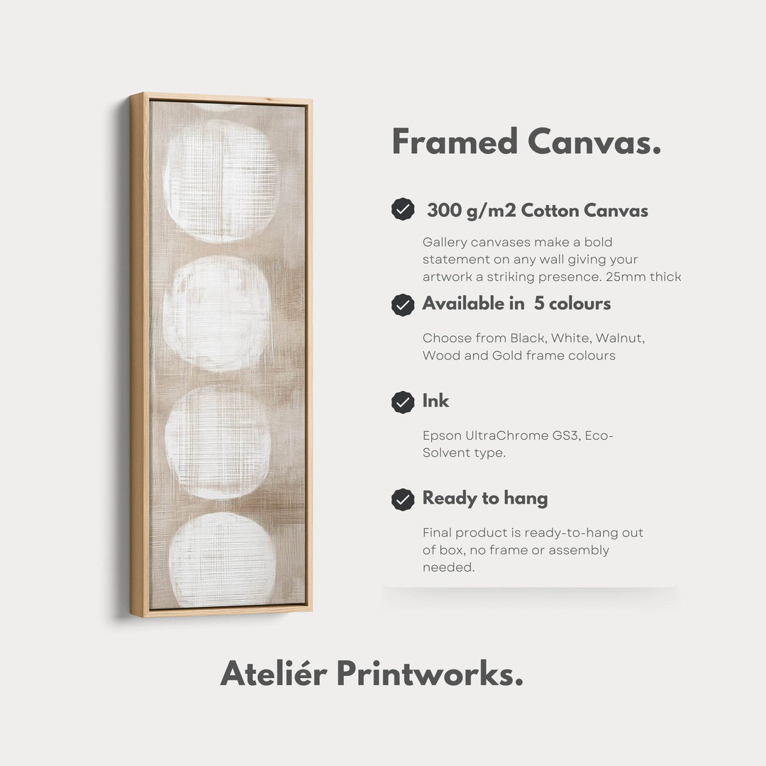 Minimalist Beige & White Abstract Vertical Wall Decor Large Framed Canvas - Atelier Printworks