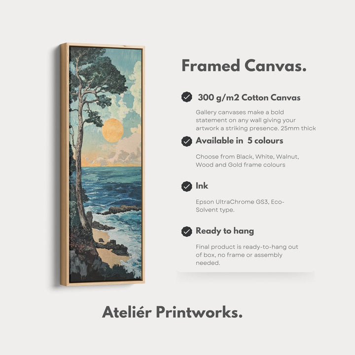 Coastal Big Framed Pictures Tall Narrow Vertical Wall Art - Atelier Printworks
