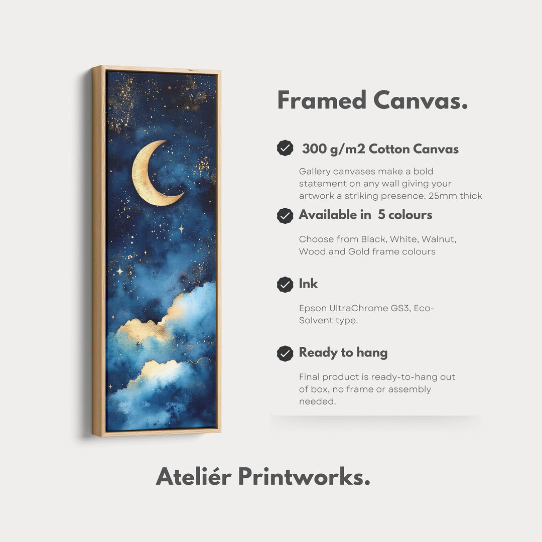 Starry Night Sky Wall Art Long Skinny Narrow Canvas Wall Art - Atelier Printworks