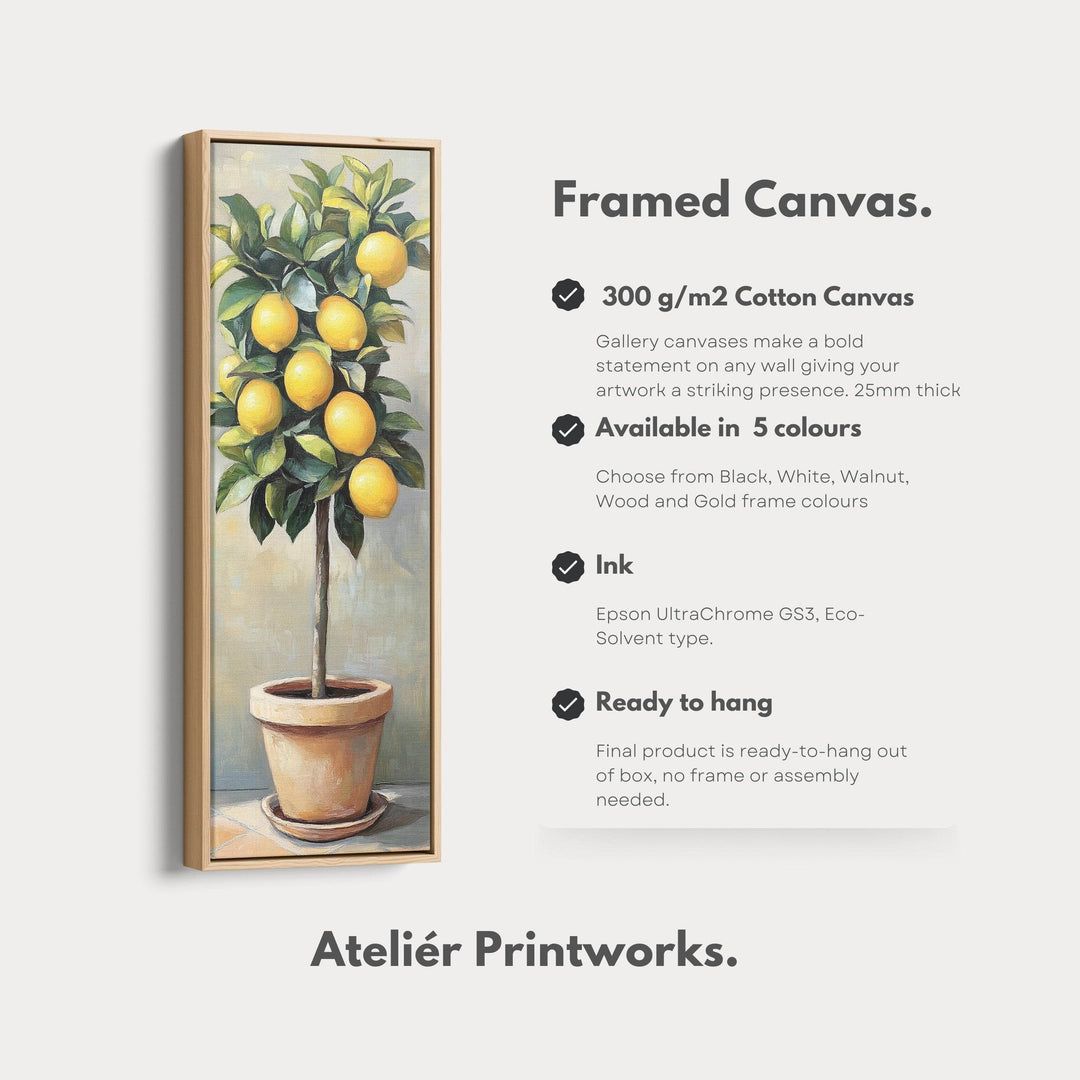 Narrow Kitchen Lemon Tree Tall Wall Art Large Framed Picture - Atelier Printworks