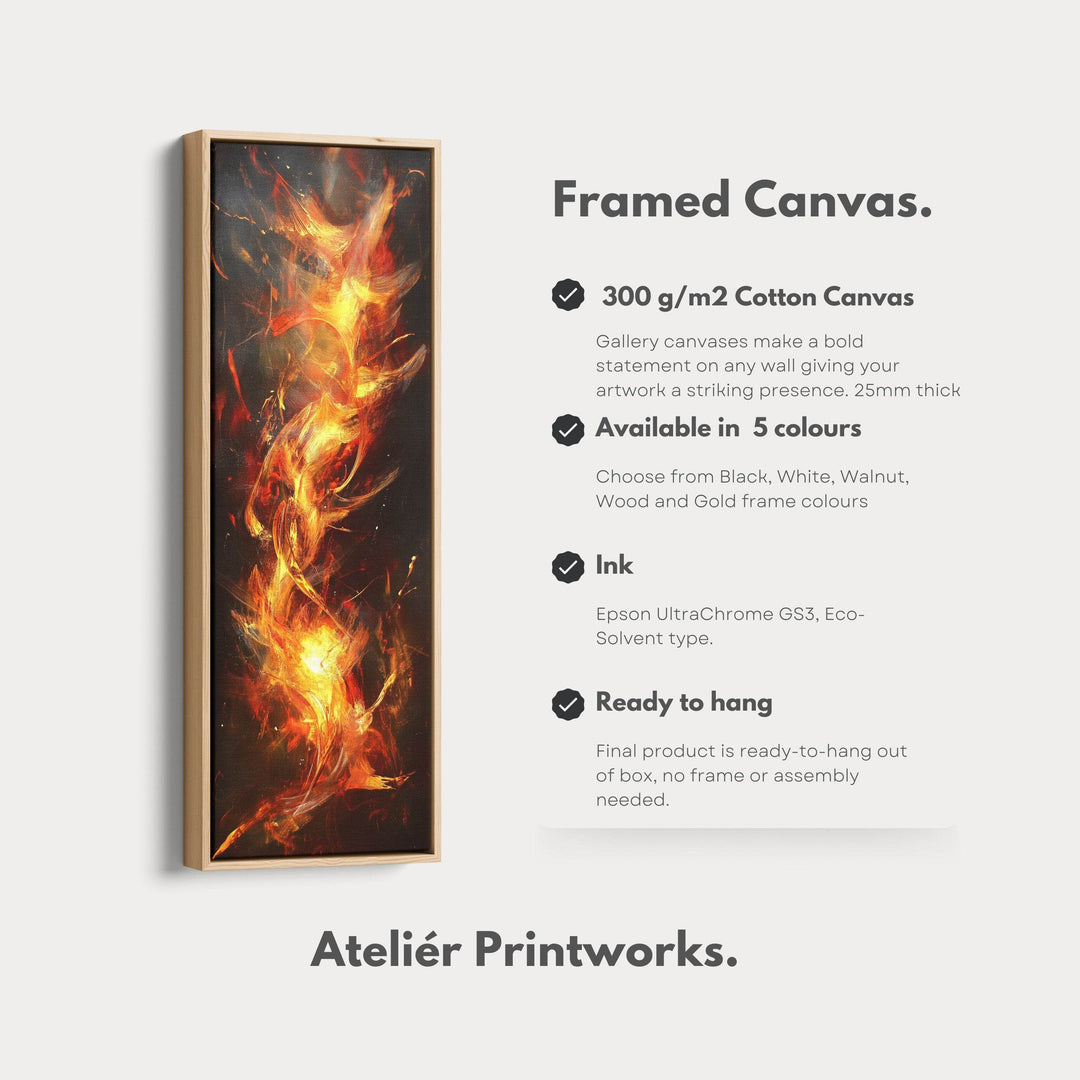 Abstract Flames Long Narrow Vertical Large Canvas Wall Decor - Atelier Printworks