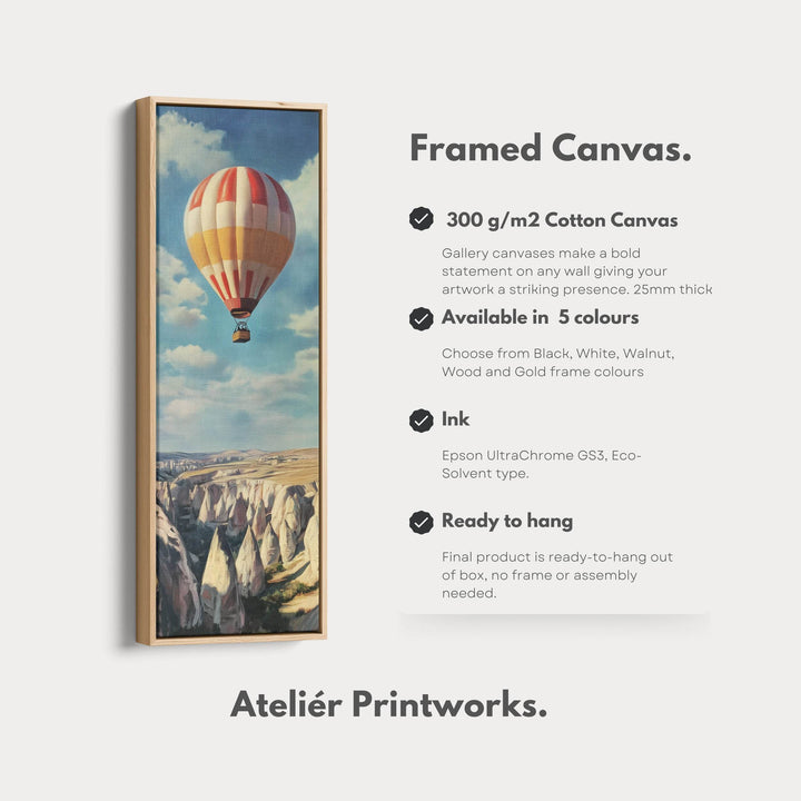 Cappadocia Balloons Long Narrow Vertical Large Canvas Wall Decor - Atelier Printworks