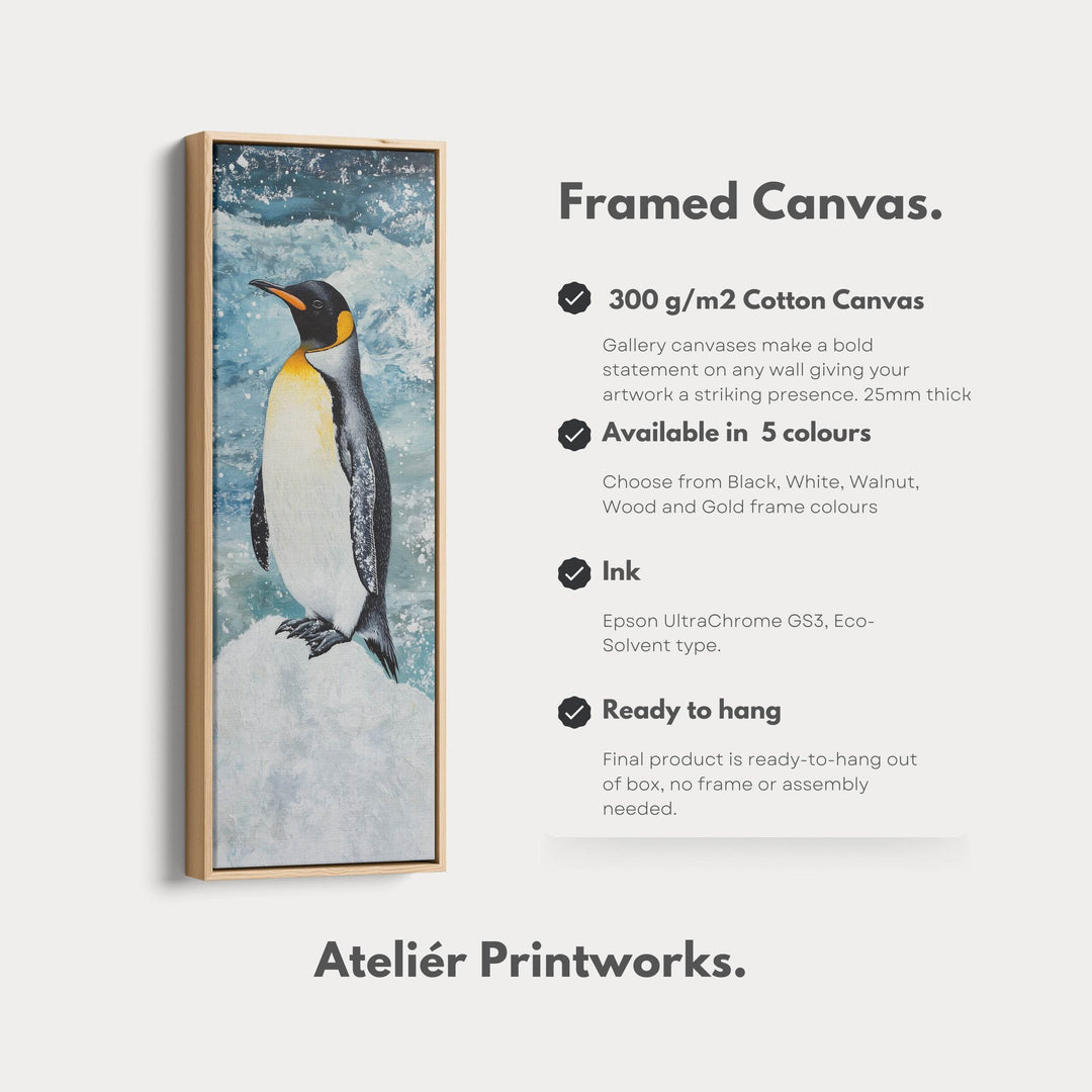 Emperor Penguin Long Narrow Vertical Large Canvas Wall Decor - Atelier Printworks