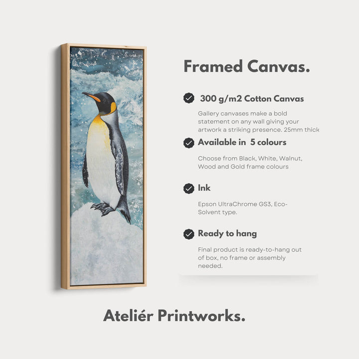 Emperor Penguin Long Narrow Vertical Large Canvas Wall Decor - Atelier Printworks