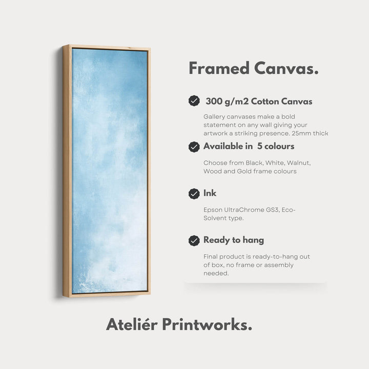 Light Blue Abstract Bedroom Decor Vertical Wall Art - Tall Long Narrow Vertical - Atelier Printworks