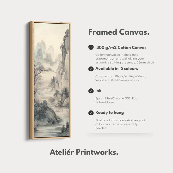 Chinese Landscape Long Narrow Vertical Wall Art Large Canvas Wall Decor - Atelier Printworks