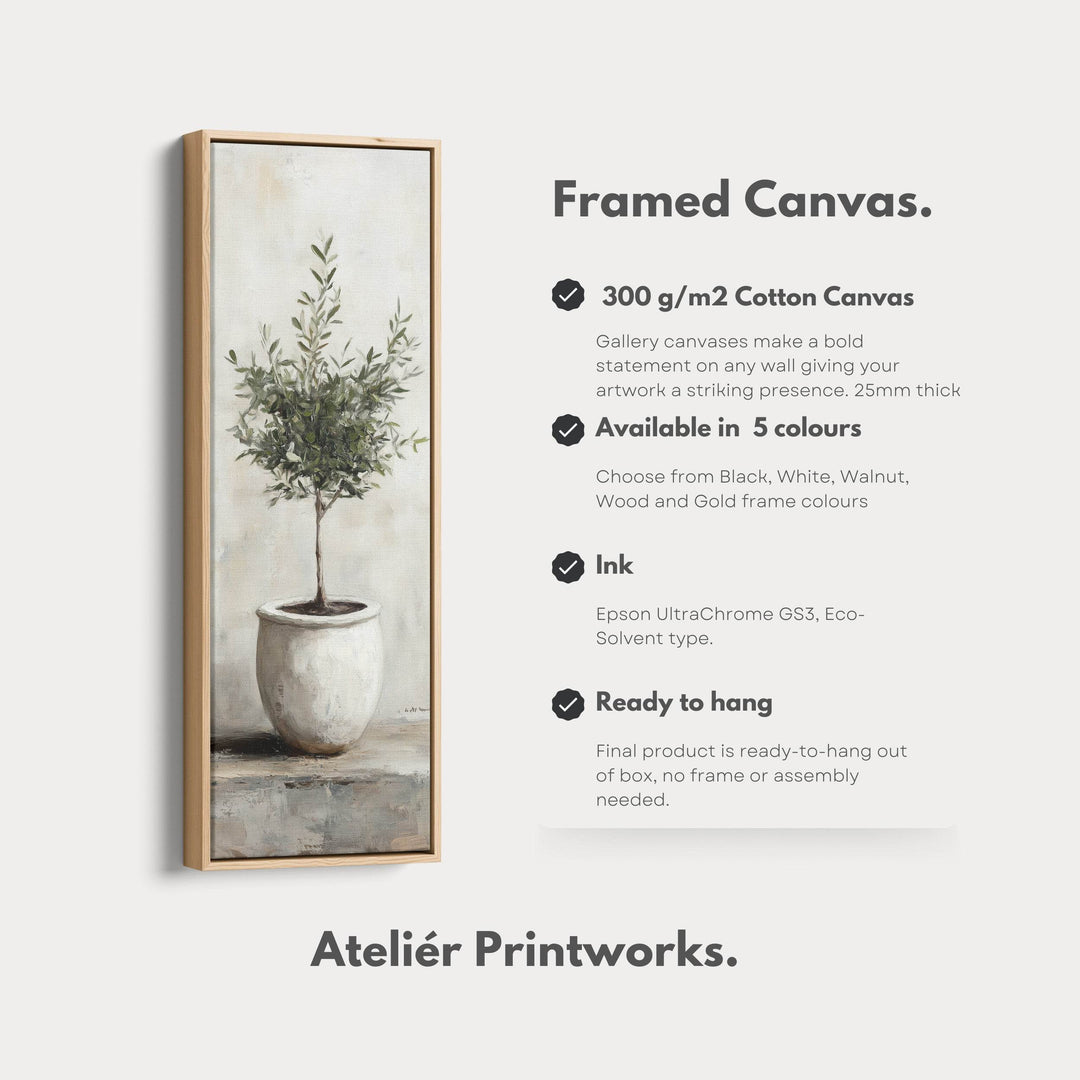 Rustic Olive Tree Long Narrow Vertical Wall Art Canvas - Atelier Printworks