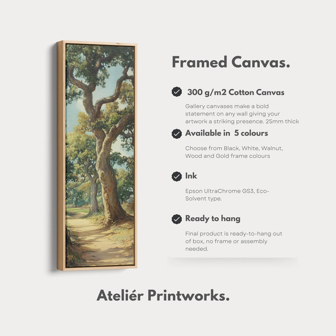 English Woodland Framed Narrow Canvas Wall Art For Living Room - Atelier Printworks