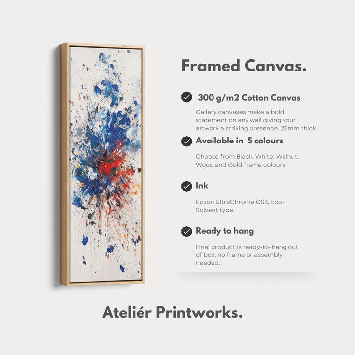 Abstract Colour Tall Vertical Large Framed Canvas - Atelier Printworks