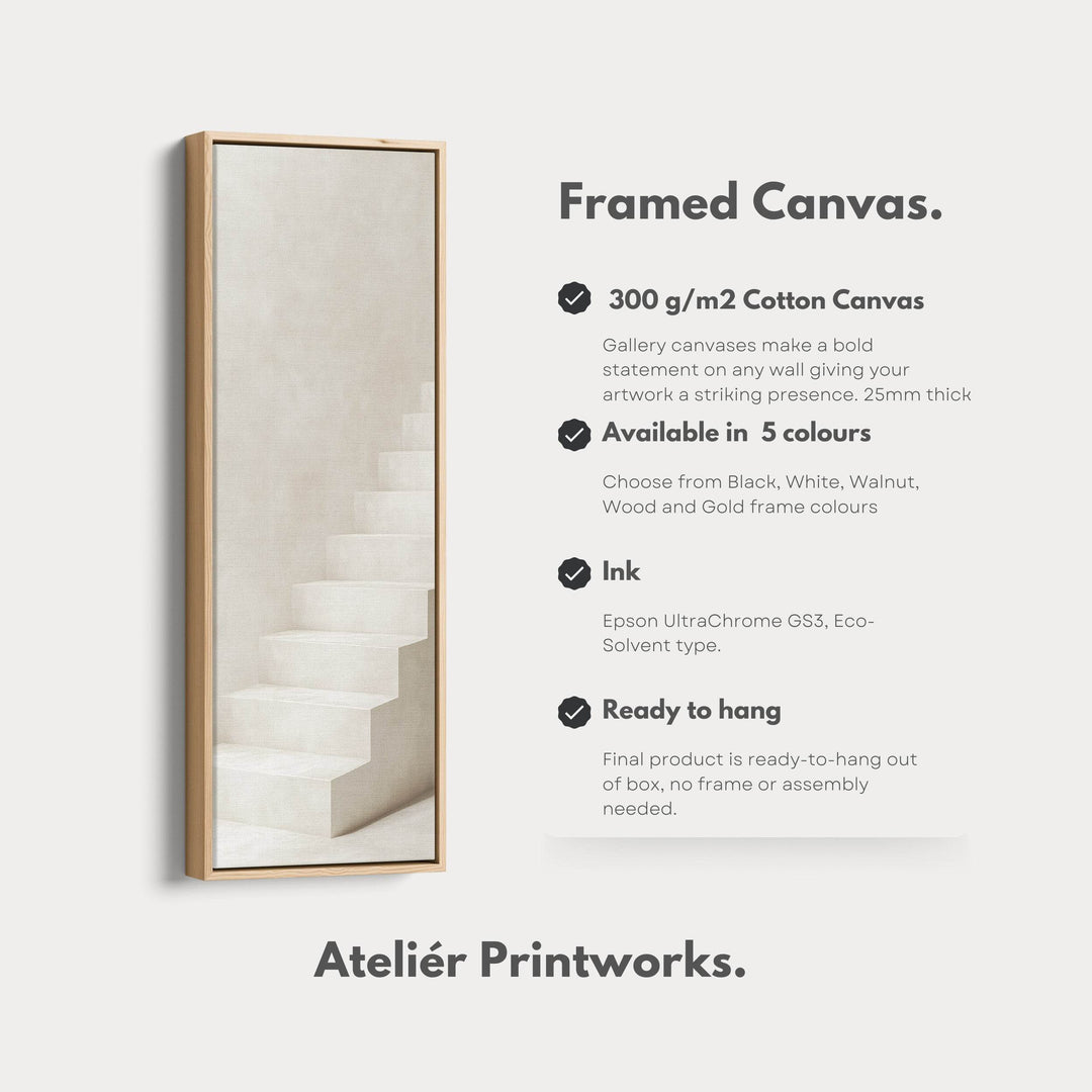 Minimalist Steps Long Tall Vertical Framed Canvas Wall Art - Atelier Printworks