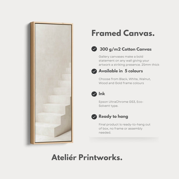 Minimalist Steps Long Tall Vertical Framed Canvas Wall Art - Atelier Printworks