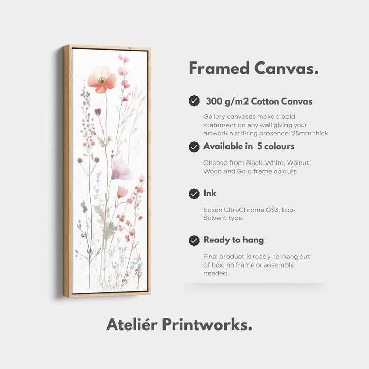 Wild Flower Long Tall Vertical Framed Canvas Wall Art - Atelier Printworks
