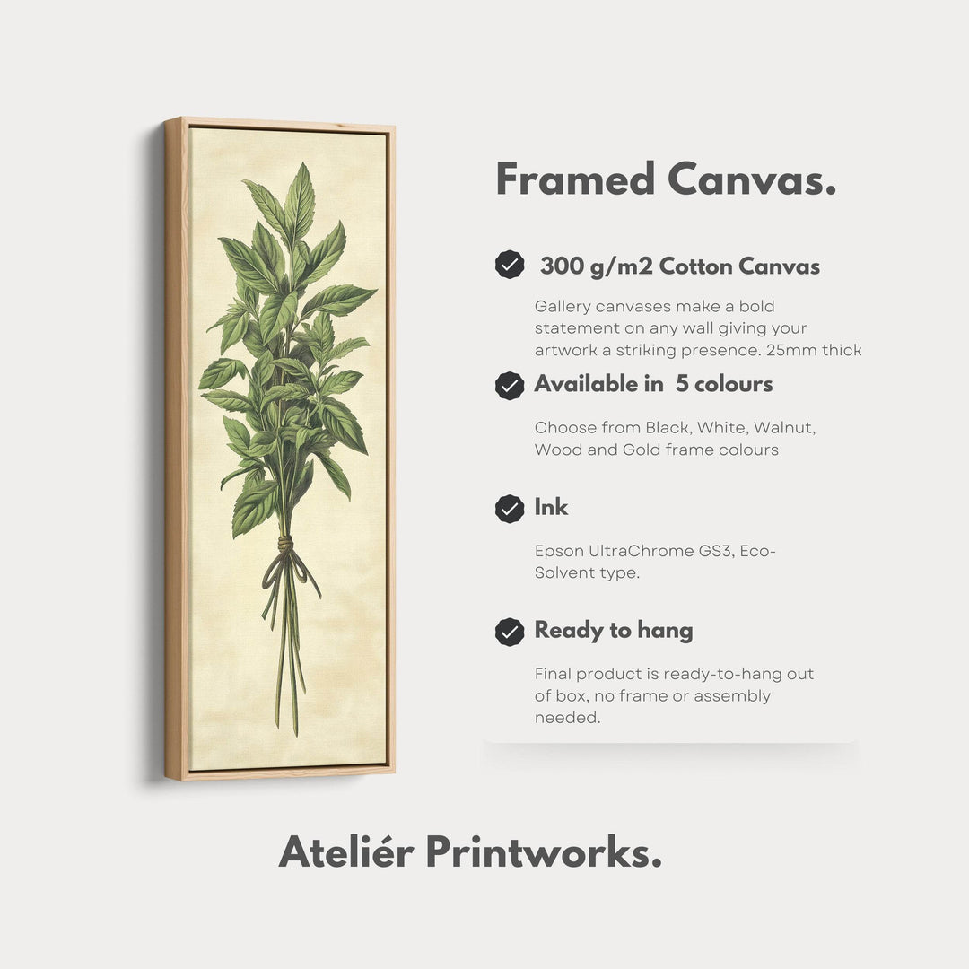 Kitchen Wall Art Long Vertical Framed Canvas Decor Mint - Atelier Printworks