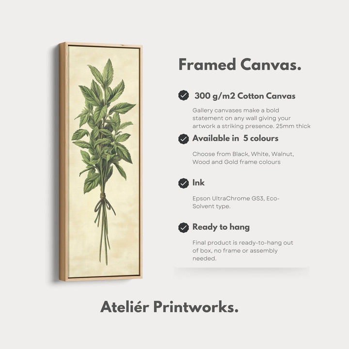 Kitchen Wall Art Long Vertical Framed Canvas Decor Mint - Atelier Printworks