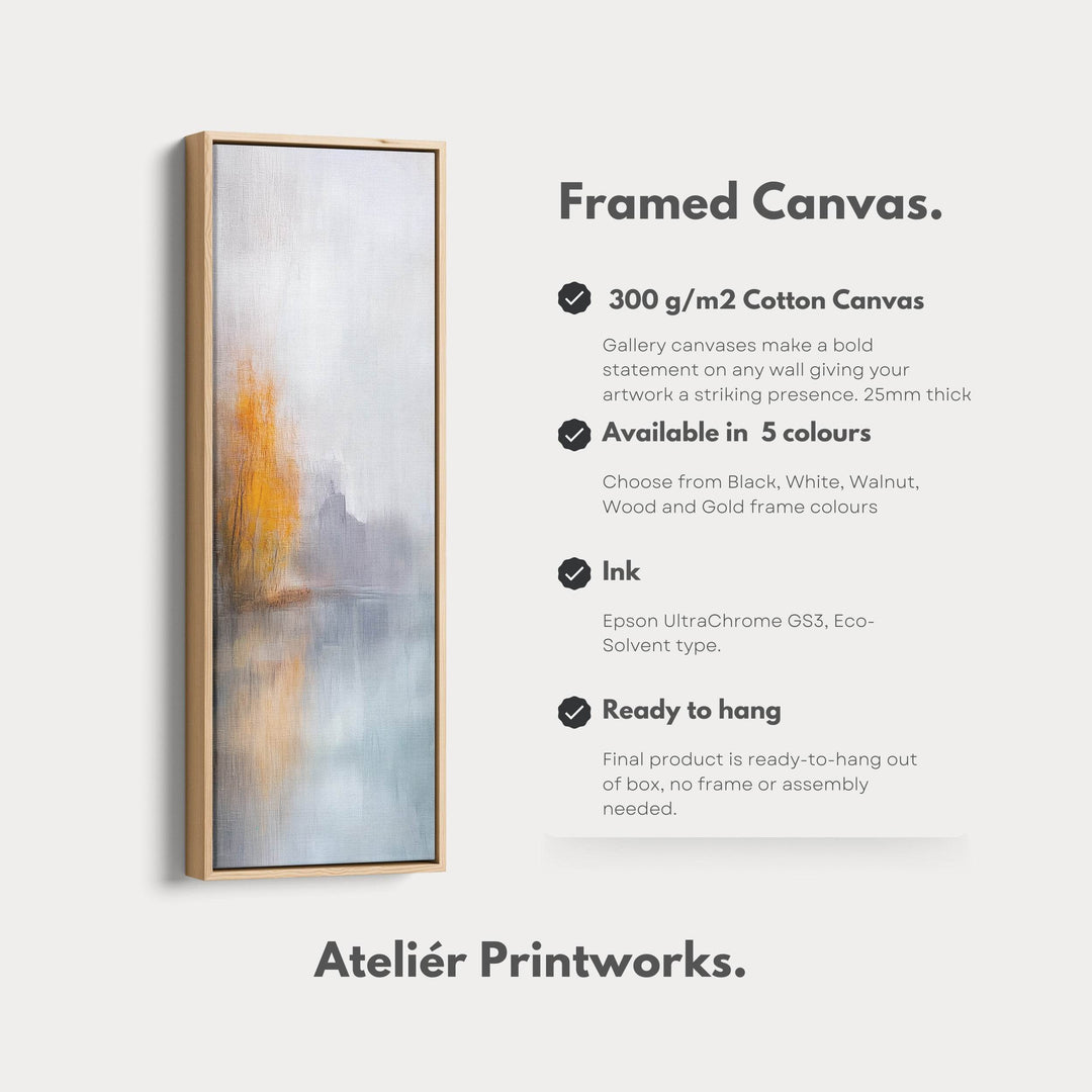 Abstract Grey & Orange Long Vertical Framed Canvas Wall Decor - Atelier Printworks