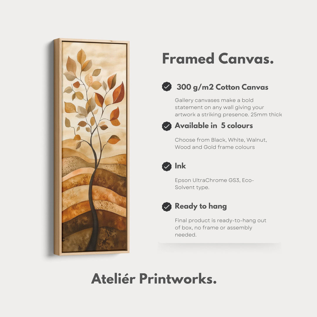 Vertical Abstract Tree Long Framed Canvas Decor - Atelier Printworks