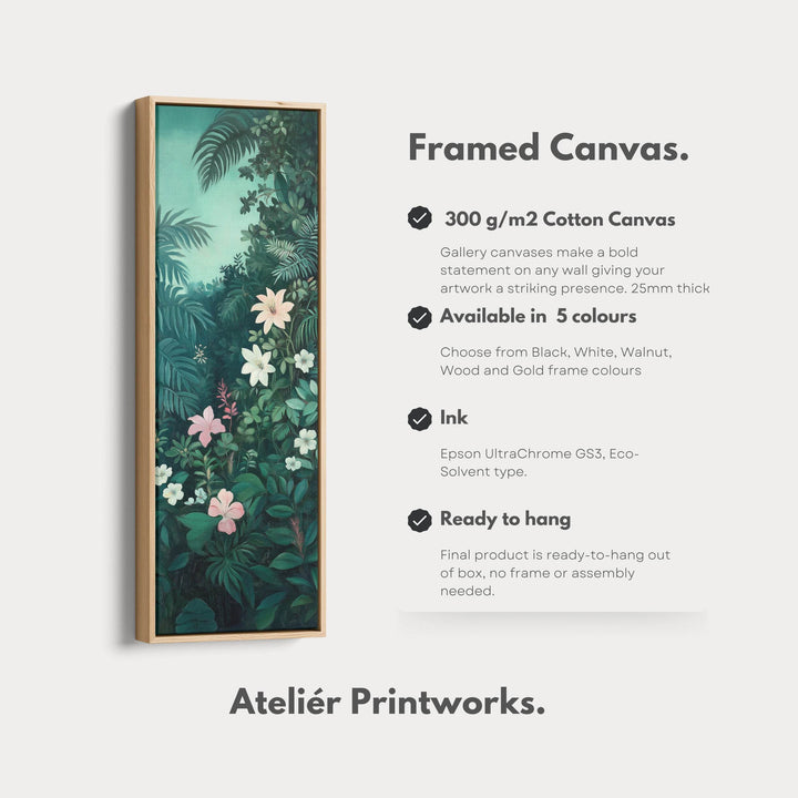 Tropical Jungle Tall Skinny Wall Decor Framed Canvas - Atelier Printworks