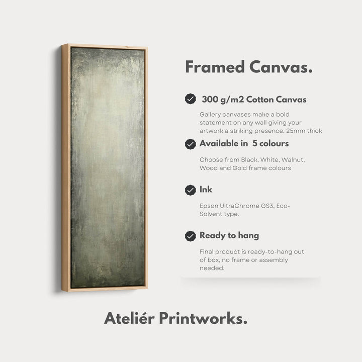 Abstract Rustic Green Long Living Room Framed Canvas Wall Decor - Atelier Printworks