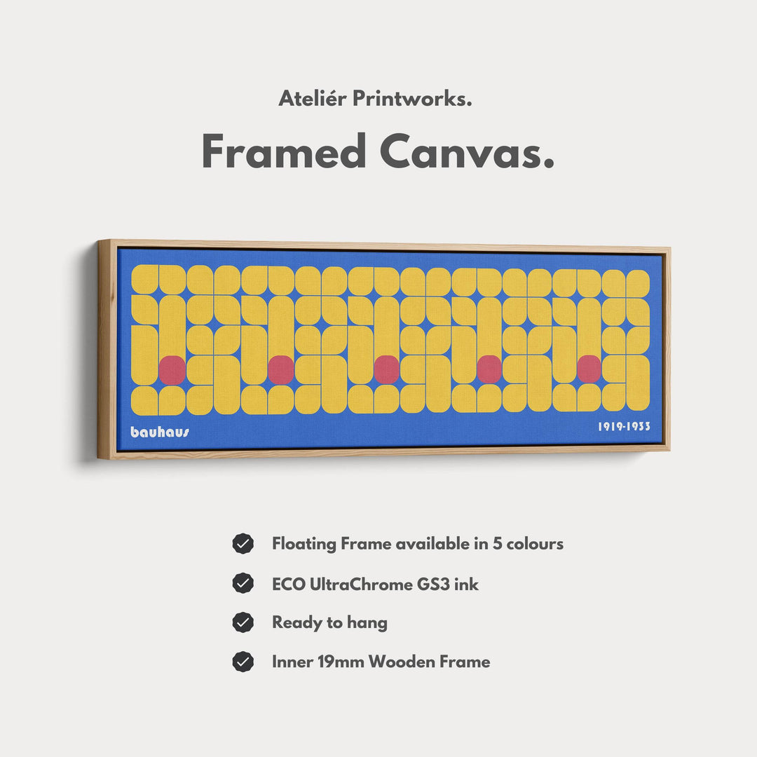 Panoramic Living Room Bauhaus Blue Wall Decor - Atelier Printworks