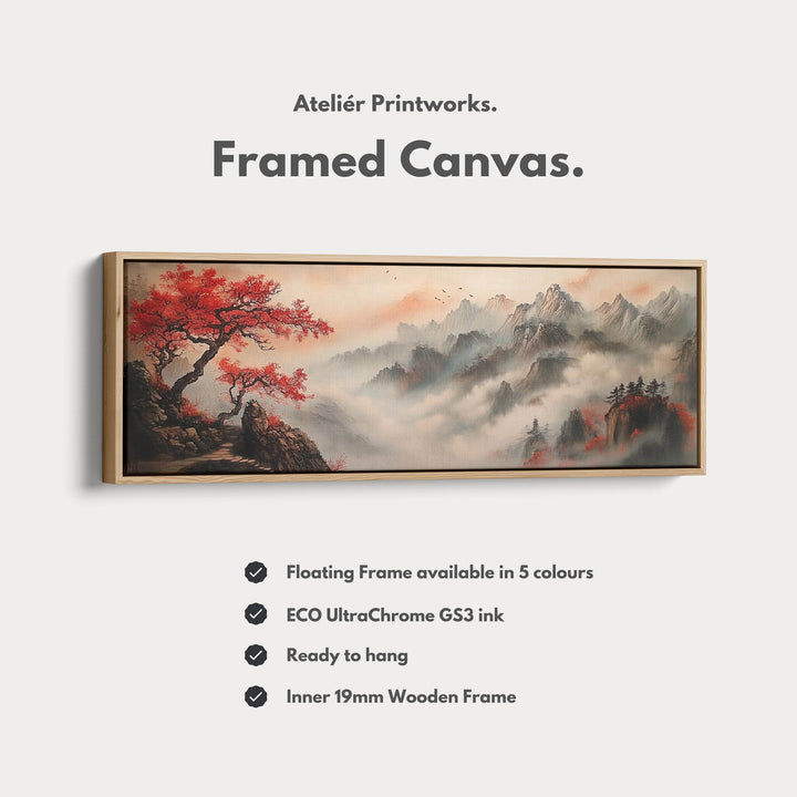 Chinese Landscape Panoramic Wall Art Large Framed Canvas - Atelier Printworks