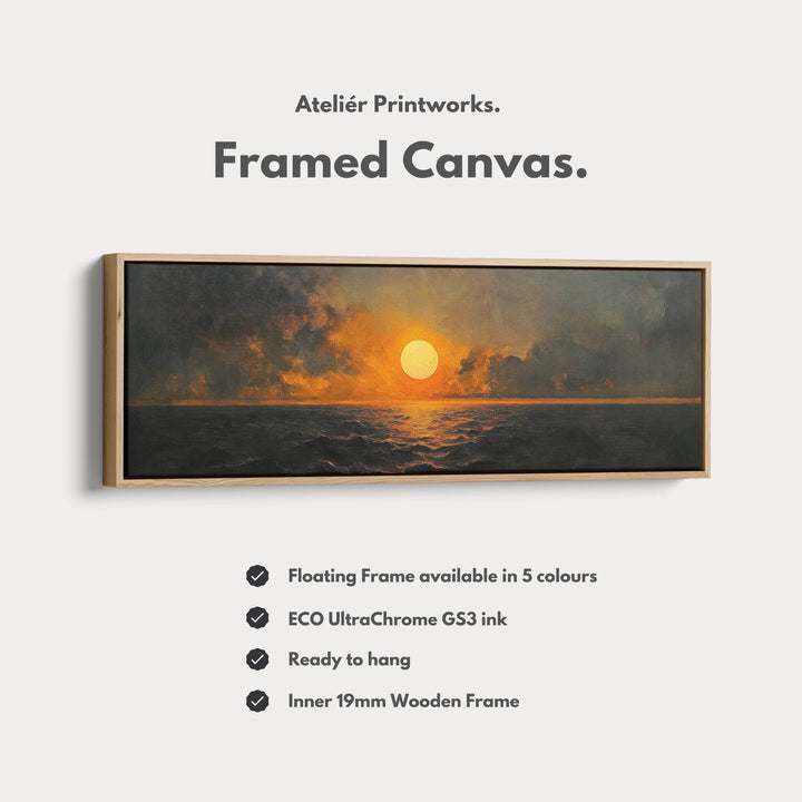 Long Horizontal Wall Art Above Bed Decor Abstract Sunset - Atelier Printworks