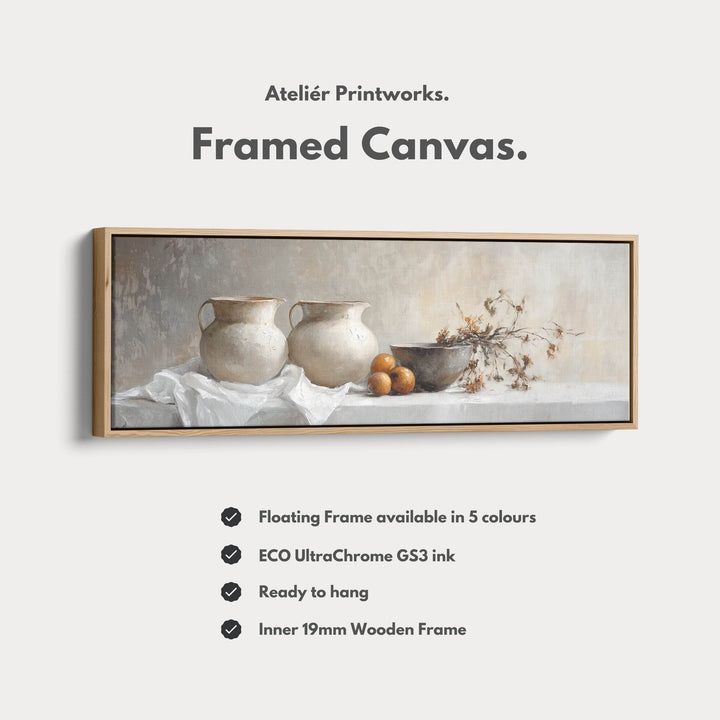 Neutral Kitchen Wall Art Long Narrow Wall Art Big Framed Canvas Picture - Atelier Printworks