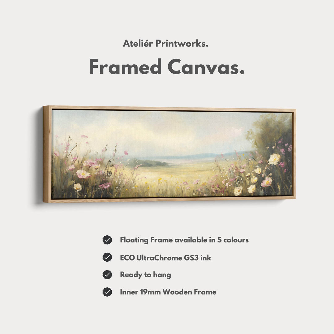 Framed Canvas Horizontal Narrow Wall Art Decor Wildflower Meadow - Atelier Printworks