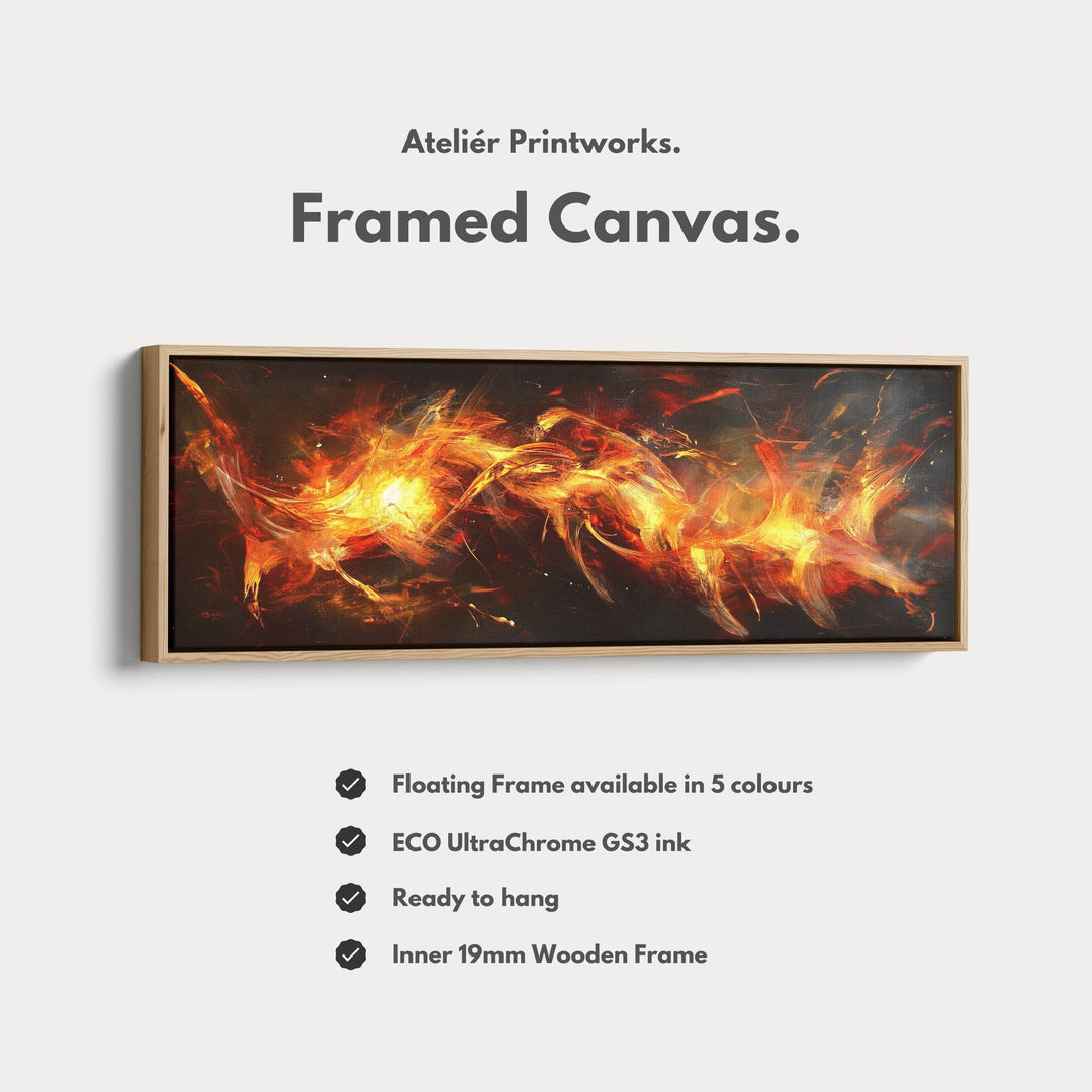 Abstract Flame Long Horizontal Wall Art, Panoramic Wall Art Wide Wall Art - Atelier Printworks