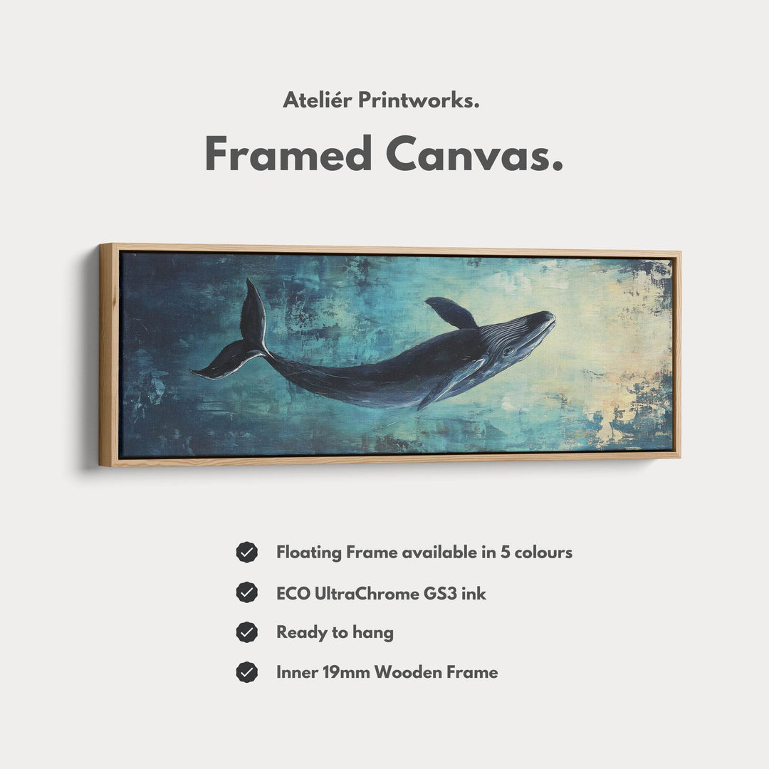 Abstract Whale Long Horizontal Wall Art, Panoramic Wall Art Wide Wall Art - Atelier Printworks