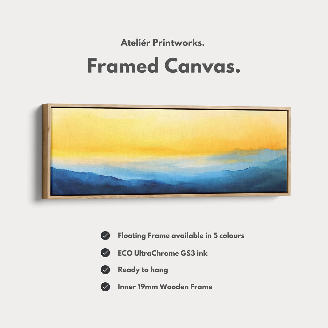 Abstract Blue & Yellow Long Narrow Panoramic Wall Art Canvas - Atelier Printworks