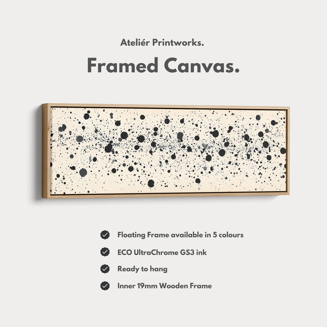 Black Abstract Dots Panoramic Large Framed Wall Decor - Atelier Printworks